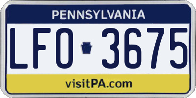 PA license plate LFO3675
