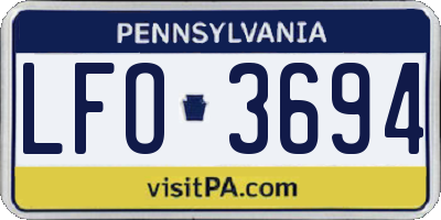 PA license plate LFO3694