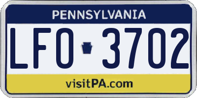 PA license plate LFO3702