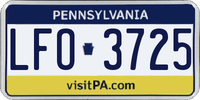 PA license plate LFO3725