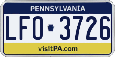 PA license plate LFO3726