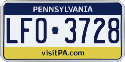 PA license plate LFO3728