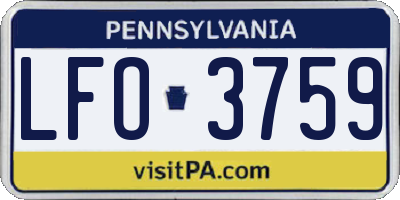 PA license plate LFO3759