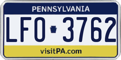 PA license plate LFO3762