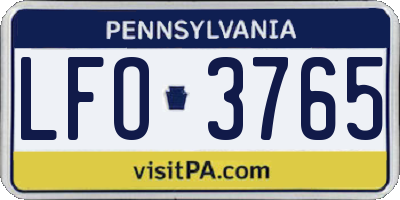 PA license plate LFO3765