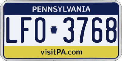 PA license plate LFO3768