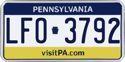 PA license plate LFO3792