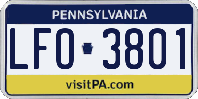 PA license plate LFO3801