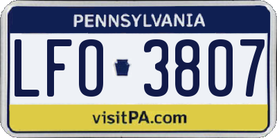 PA license plate LFO3807