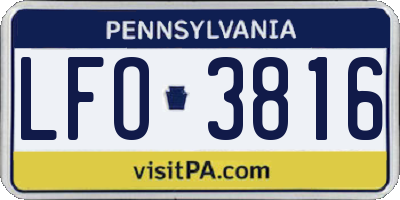 PA license plate LFO3816