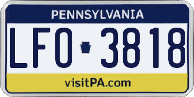 PA license plate LFO3818