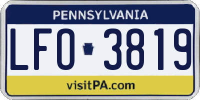 PA license plate LFO3819