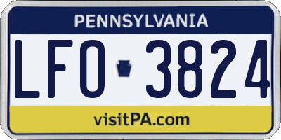 PA license plate LFO3824