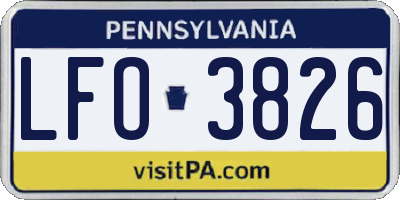 PA license plate LFO3826