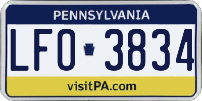 PA license plate LFO3834