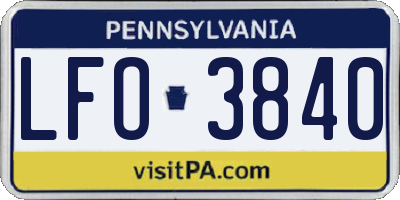 PA license plate LFO3840