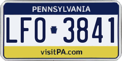 PA license plate LFO3841