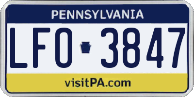 PA license plate LFO3847