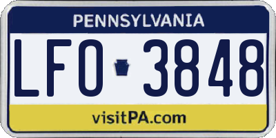PA license plate LFO3848