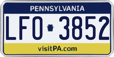 PA license plate LFO3852