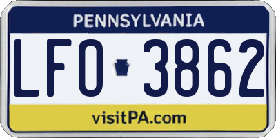 PA license plate LFO3862