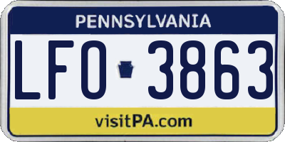 PA license plate LFO3863