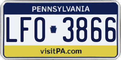 PA license plate LFO3866