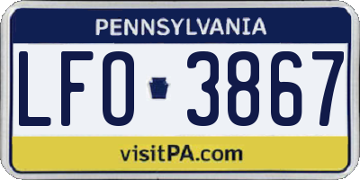 PA license plate LFO3867