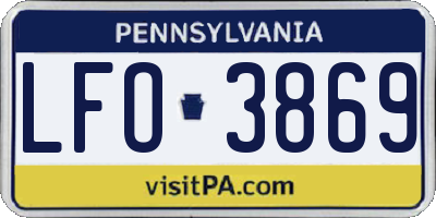 PA license plate LFO3869