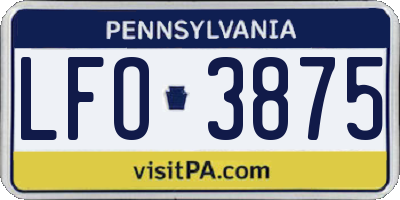 PA license plate LFO3875