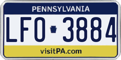 PA license plate LFO3884
