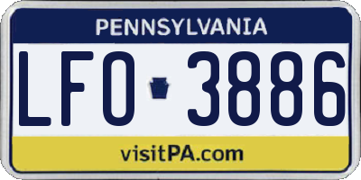 PA license plate LFO3886