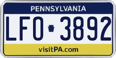 PA license plate LFO3892