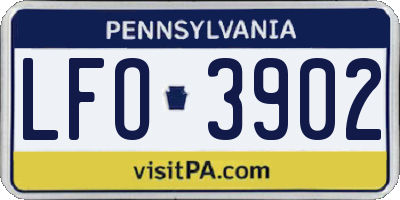 PA license plate LFO3902