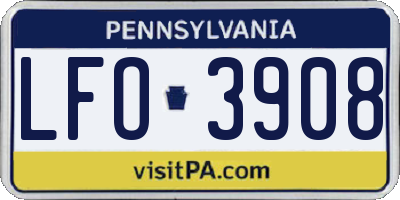 PA license plate LFO3908