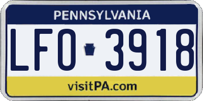 PA license plate LFO3918