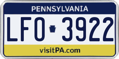 PA license plate LFO3922