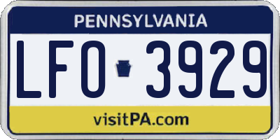 PA license plate LFO3929