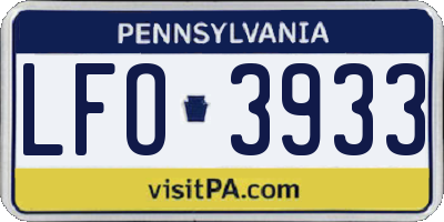 PA license plate LFO3933