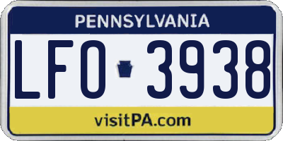 PA license plate LFO3938