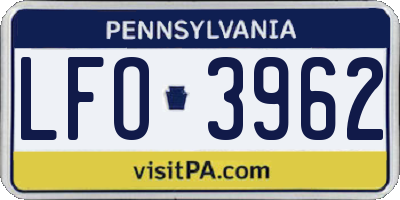 PA license plate LFO3962