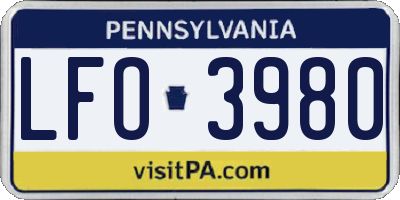 PA license plate LFO3980