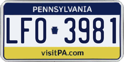 PA license plate LFO3981