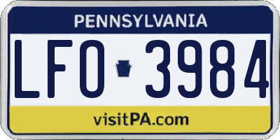 PA license plate LFO3984