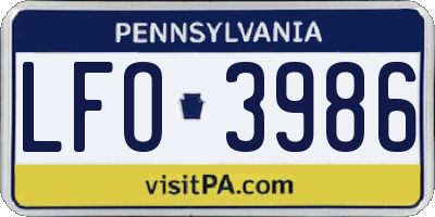 PA license plate LFO3986