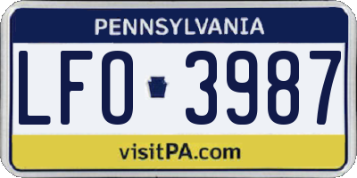 PA license plate LFO3987