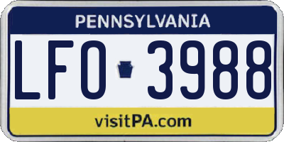 PA license plate LFO3988