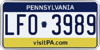 PA license plate LFO3989