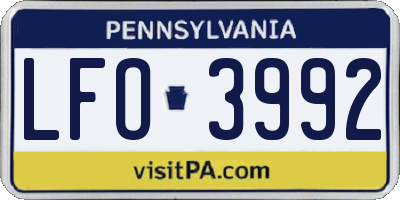 PA license plate LFO3992