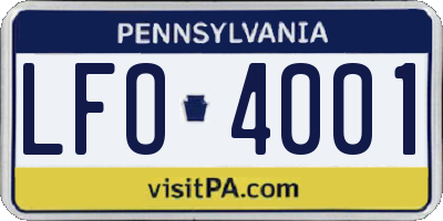 PA license plate LFO4001